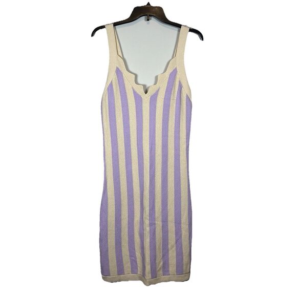 NWT house of harlow 1960 lavender Ivory Striped Dress sleeveless midi boho M - Picture 3 of 8